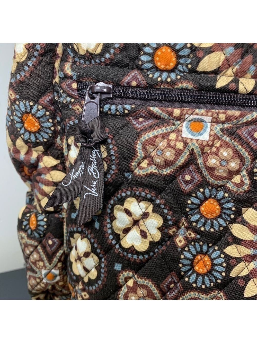 Vera Bradley Crossbody Baby Diaper Messenger Floral Travel Bag Brown Ajust Strap - Picture 7 of 13